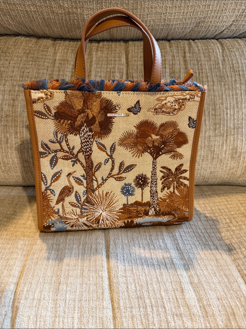 Spartina 449 Embroidery Palm Tote Bag in Brown -